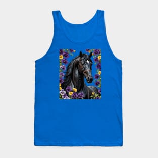 A Horse Surrounded By Common Violet Flowers Tank Top